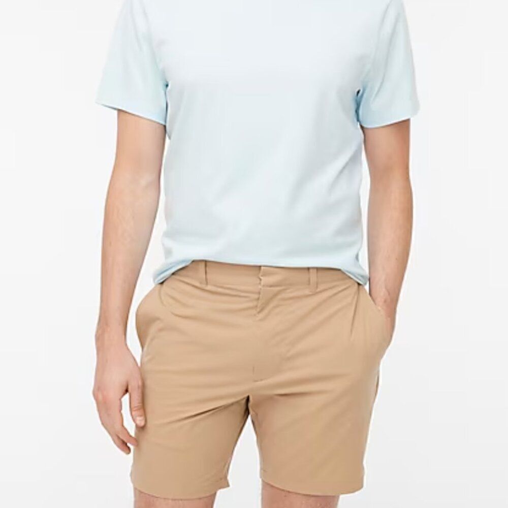 J. Crew Factory al095 7" tech shorts in dark khaki NWOT